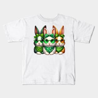 St Patricks Day Trio of Rabbits Kids T-Shirt